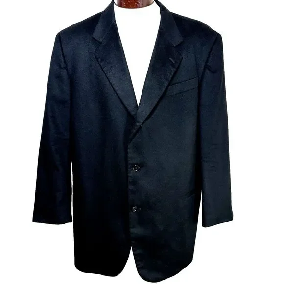 Donna Karan Men's Black Cashmere Sport Coat 48R Blazer Suit Jacket Made in Italy